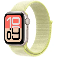 Apple Watch SE 3 GPS, 44mm Starlight Aluminum Case with Neon Yellow Sport Loop